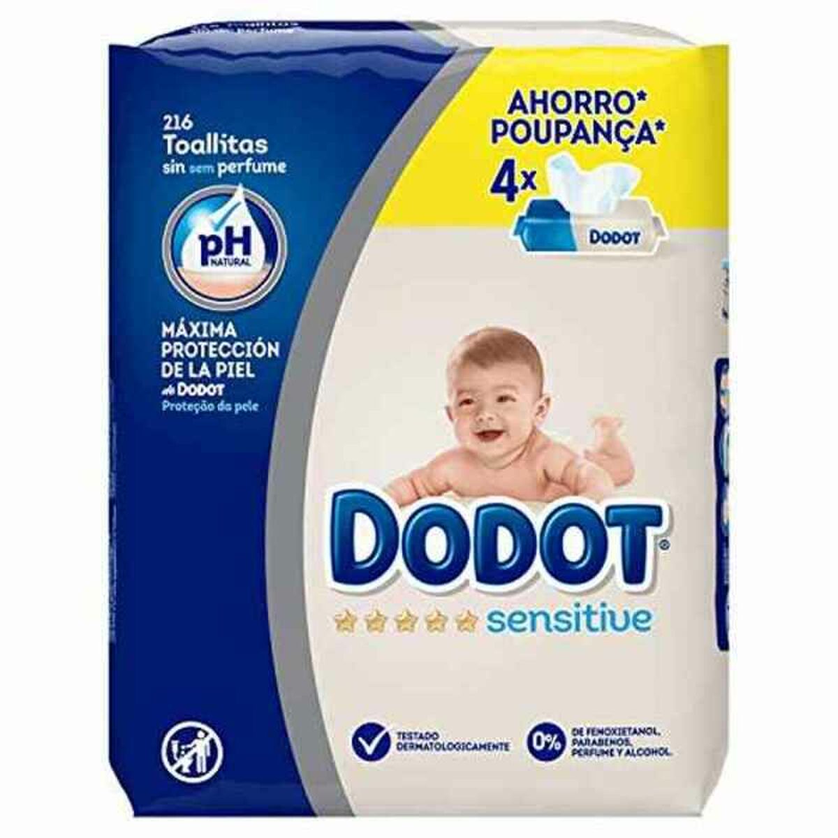 Toalhetes Sensitive PH Dodot 216 uds